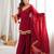 Red silk blend lace palazzo set