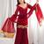 Red silk blend lace palazzo set