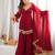 Red silk blend lace palazzo set