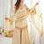 Beige silk blend lace palazzo set