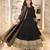 Black faux georgette embroidered flared gown set