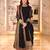 Black faux georgette embroidered flared gown set