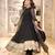 Black faux georgette embroidered flared gown set