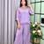 Lavender silk blend embroidered palazzo set