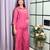 Pink silk blend embroidered palazzo set