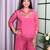 Pink silk blend embroidered palazzo set