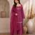 Pink silk blend embroidered palazzo set