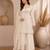 White silk blend embroidered palazzo set