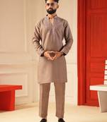 Pastel pink v_neck embroiderd kurta for men sort kurta