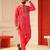 Rani pink embroiderd kurta for men | premium sort kurta