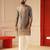 Tissue peacock blue beads embroiderd kurta for men sort kurta