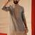 Tissue peacock blue beads embroiderd kurta for men sort kurta