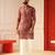 Rust v_neck daman embroiderd kurta for men sort kurta