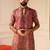 Rust v_neck daman embroiderd kurta for men sort kurta