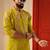 Neon green v_neck embroiderd kurta for men sort kurta