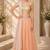 Peach Net Plain Crop Top Lehengas