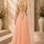 Peach Net Plain Crop Top Lehengas