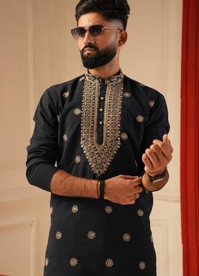 Navy blue daman work kurta for men sort kurta 2