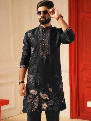 Navy blue embroidered kurta for men sort kurta 2