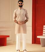 Pastel pitch beads embroiderd kurta for men sort kurta