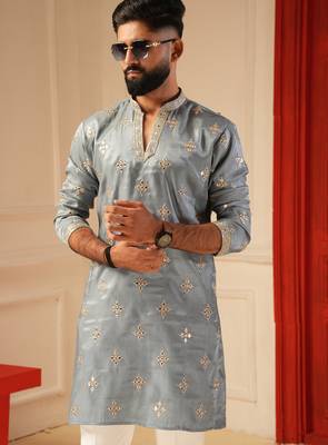 Sky blue v_neck embroiderd kurta for men sort kurta 2