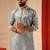 Sky blue v_neck embroiderd kurta for men sort kurta