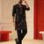 Black v_neck embroiderd kurta for men sort kurta