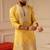 Yellow v_neck daman embroidered kurta for men sort kurta