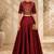 Maroon Silk Blend Plain Crop Top Lehengas