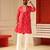 Rani pink v_neck embroiderd kurta for men sort kurta