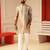 Beige v_neck beads embroiderd kurta for men sort kurta