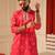 Rani pink v_neck embroiderd kurta for men sort kurta