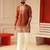 Rust v_neck beads embroiderd kurta for men sort kurta