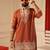 Rust v_neck beads embroiderd kurta for men sort kurta