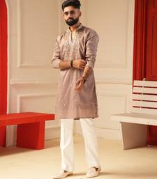 Pastel pink v_neck kurta for men sort kurta