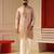 Pastel pink v_neck beads embroidered kurta for men sort kurta