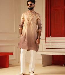 Chocolate shaded embroidered kurta for men sort kurta