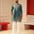 Peacock blue v_neck beads work kurta for men sort kurta