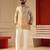 Cream gold v_neck beads work kurta for men sort kurta