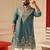 Peacock blue v_neck beads work kurta for men sort kurta