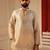 Cream gold v_neck beads work kurta for men sort kurta