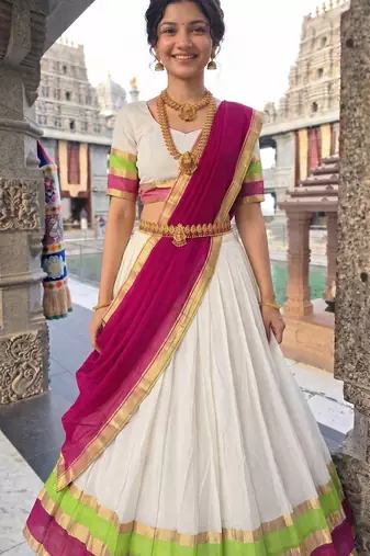 Zari Border Lehenga Choli with Dupatta for Festive Wear