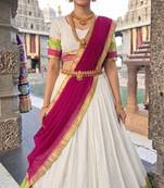Zari Border Lehenga Choli with Dupatta for Festive Wear