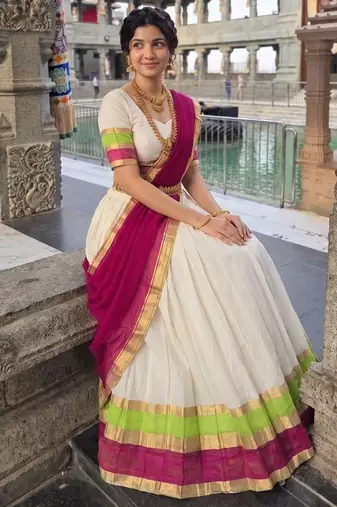 Zari Border Lehenga Choli with Dupatta for Festive Wear