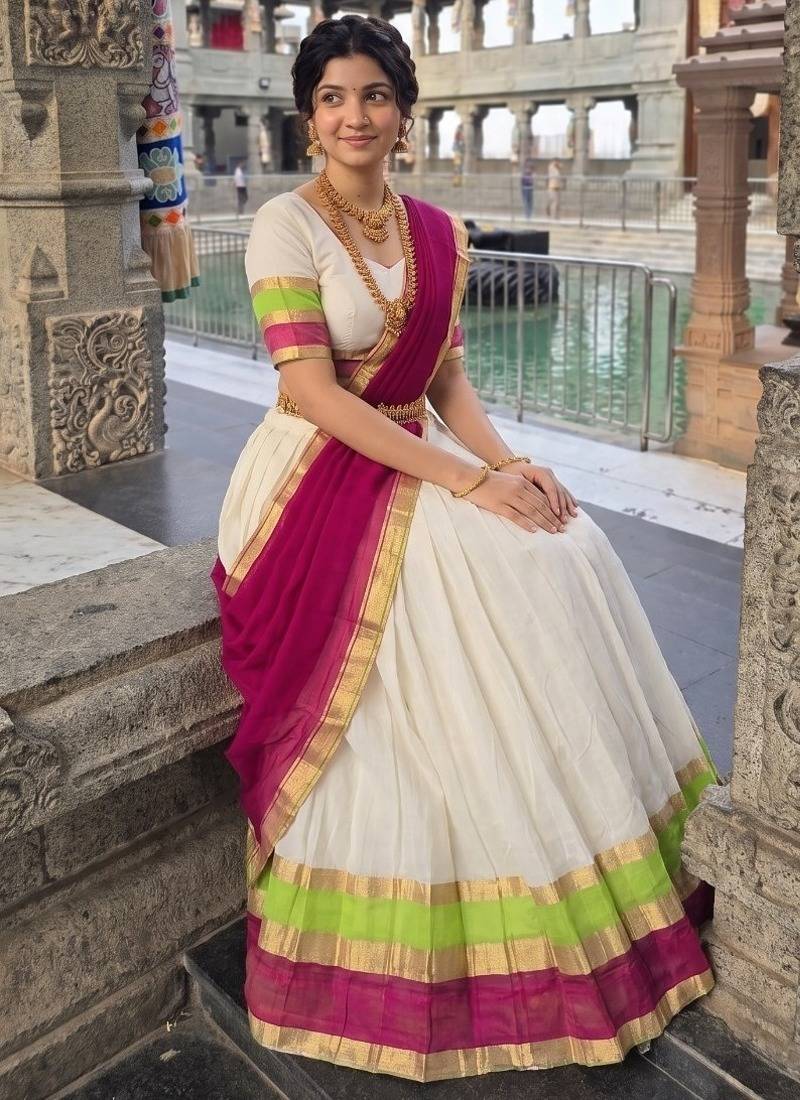 Zari Border Lehenga Choli with Dupatta for Festive Wear