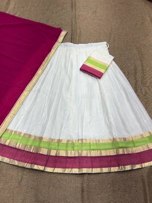 Zari Border Lehenga Choli with Dupatta for Festive Wear 4