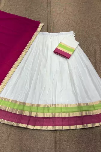 Zari Border Lehenga Choli with Dupatta for Festive Wear