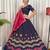 Navratri Special Navy Blue Cotton Lehenga Choli with Hot Pink Dupatta & Heavy Embroidery