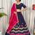 Navratri Special Navy Blue Cotton Lehenga Choli with Hot Pink Dupatta & Heavy Embroidery