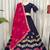 Navratri Special Navy Blue Cotton Lehenga Choli with Hot Pink Dupatta & Heavy Embroidery